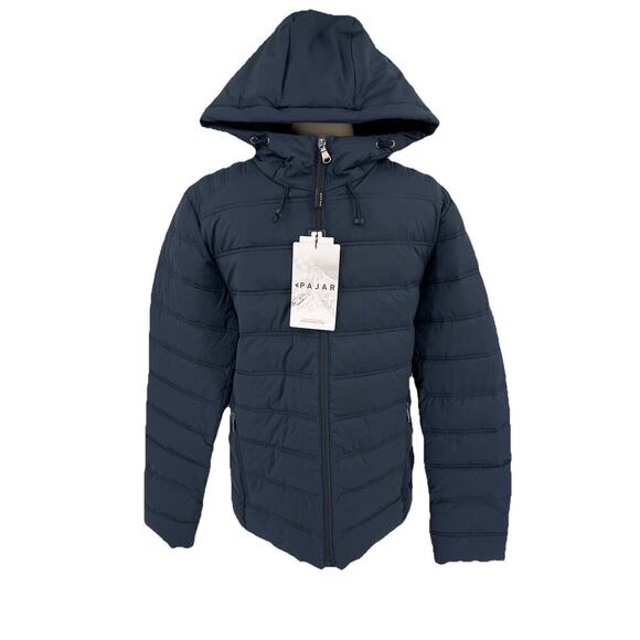 NEW PAJAR MEN'S SENECA LIGHWEIGHT QUILTED PUFFER NAVY HOODED JACKET SIZE M $399 - Picture 1 of 15